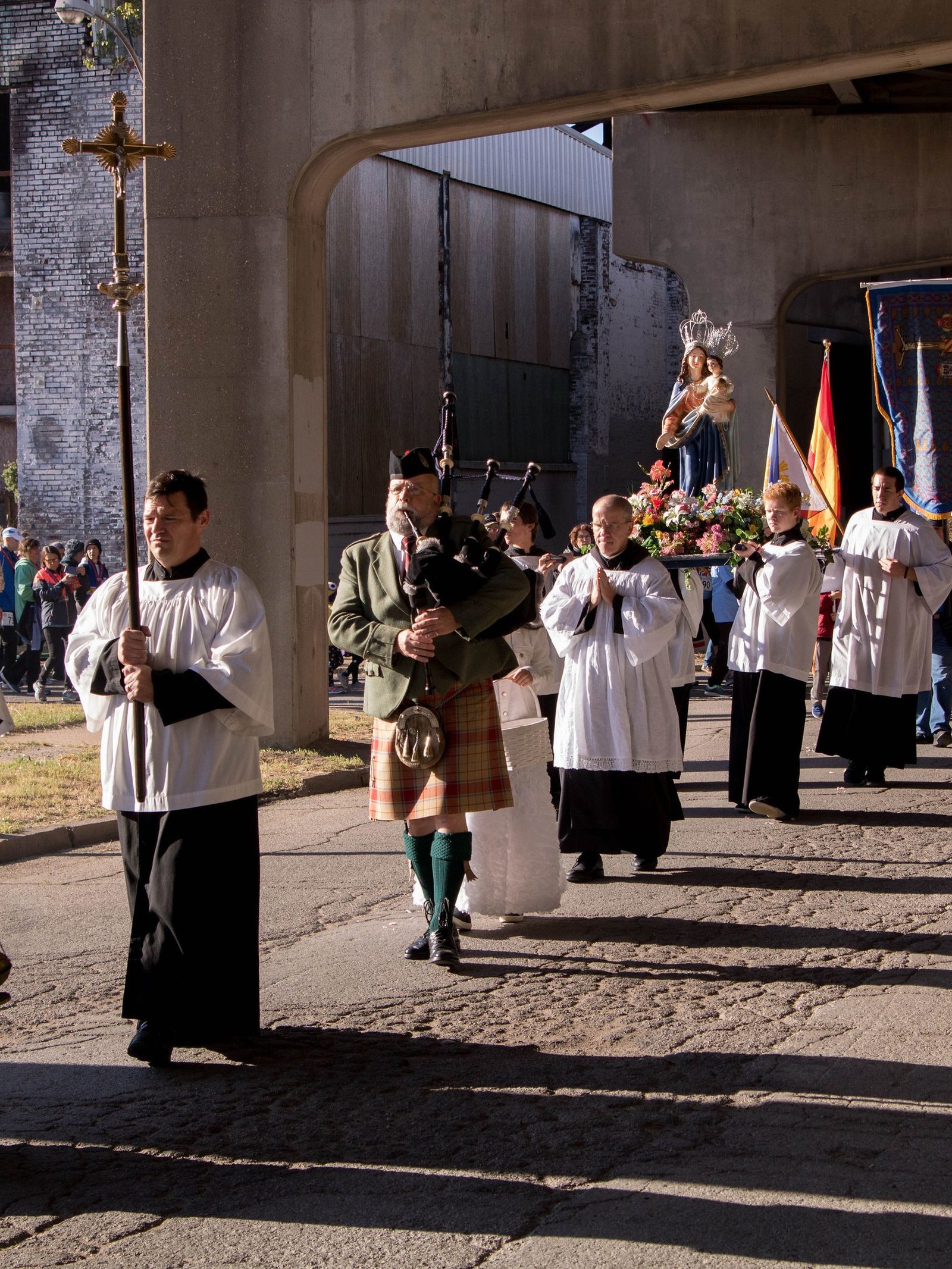 Procession under the viaduct